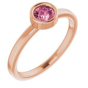 14K Rose 4.5 mm Round Pink Tourmaline Ring - 71806:6314:P