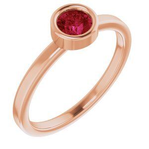 14K Rose 4.5 mm Round Ruby Ring - 71806:6315:P