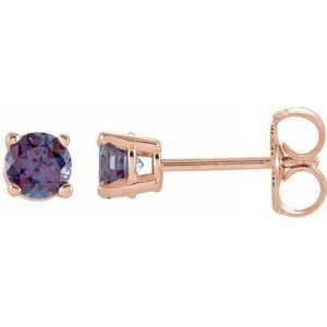 14K Rose 4 mm Round Lab-Grown Alexandrite Earrings - 1874:70254:P
