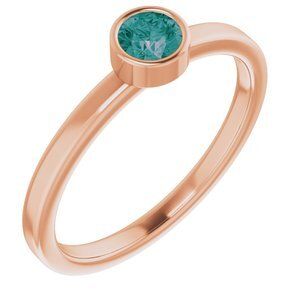 14K Rose 4 mm Round Lab-Grown Alexandrite Ring - 71806:6066:P