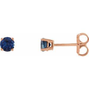 14K Rose 4 mm Round Lab-Grown Blue Sapphire Earrings   - 1874:70178:P