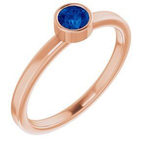14K Rose 4 mm Round Lab-Grown Blue Sapphire Ring - 71806:6076:P