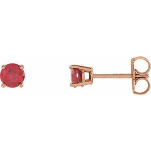 14K Rose 4 mm Round Lab-Grown Ruby Earrings  - 1874:70172:P