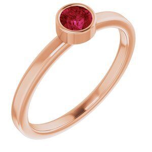 14K Rose 4 mm Round Lab-Grown Ruby Ring - 71806:6070:P