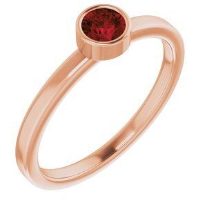 14K Rose 4 mm Round Mozambique Garnet Ring - 71806:6050:P