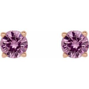 14K Rose 4 mm Round Pink Sapphire Earrings - 1874:70061:P