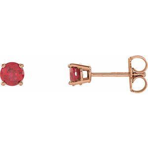 14K Rose 4 mm Round Ruby Earrings - 1874:70062:P