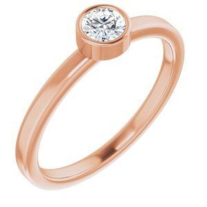 14K Rose 4 mm Round Sapphire Ring - 71806:6058:P