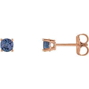 14K Rose 4 mm Round Tanzanite Earrings - 1874:70063:P
