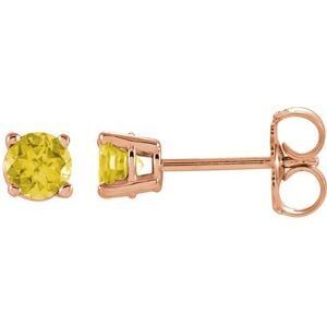 14K Rose 4 mm Round Yellow Sapphire Earrings - 1874:70064:P