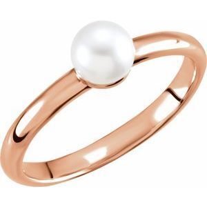 14K Rose 5.5-6.0mm Freshwater Cultured Pearl Ring - 6470:102:P
