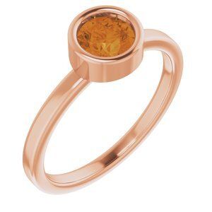 14K Rose 5.5 mm Round Citrine Ring - 71806:6390:P