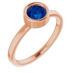 14K Rose 5.5 mm Round Lab-Grown Blue Sapphire Ring - 71806:6383:P