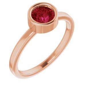 14K Rose 5.5 mm Round Lab-Grown Ruby Ring - 71806:6385:P