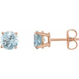14K Rose 5 mm Round Aquamarine Earrings - 1874:70066:P