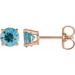 14K Rose 5 mm Round Blue Zircon Earrings        - 1874:70265:P