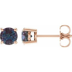 14K Rose 5 mm Round Lab-Grown Alexandrite Earrings - 1874:70261:P