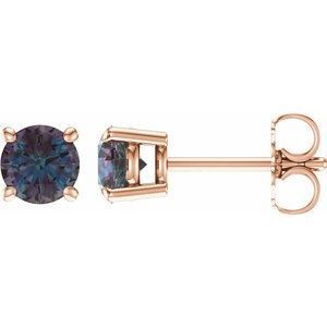 14K Rose 5 mm Round Lab-Grown Alexandrite Earrings - 1874:70261:P