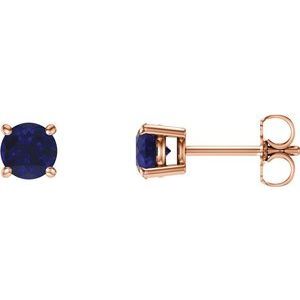 14K Rose 5 mm Round Lab-Grown Blue Sapphire Earrings   - 1874:70188:P