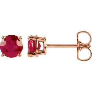 14K Rose 5 mm Round Lab-Grown Ruby Earrings  - 1874:70181:P
