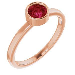 14K Rose 5 mm Round Lab-Grown Ruby Ring - 71806:6122:P