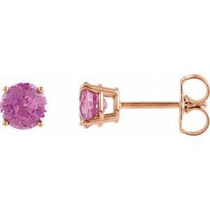 14K Rose 5 mm Round Pink Sapphire Earrings - 1874:70069:P