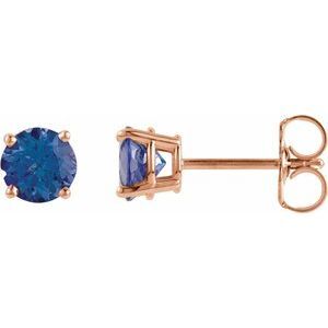 14K Rose 5 mm Round Tanzanite Earrings - 1874:70071:P