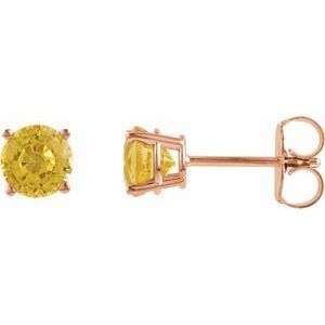 14K Rose 5 mm Round Yellow Sapphire Earrings - 1874:70072:P