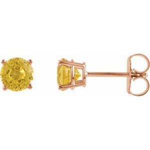 14K Rose 5 mm Round Yellow Sapphire Earrings - 1874:70072:P