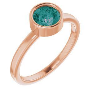 14K Rose 6 mm Round Lab-Grown Alexandrite Ring - 71806:6168:P
