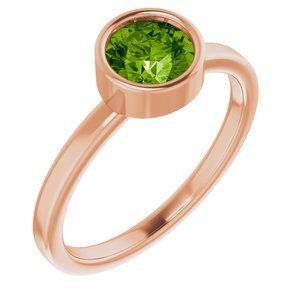 14K Rose 6 mm Round Peridot Ring - 71806:6172:P
