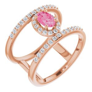 14K Rose 6x4 mm Oval  Pink Spinel & 1/3 CTW Diamond Ring - 71855:60001:P