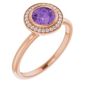 14K Rose Amethyst & .06 CTW Diamond Ring  - 71862:60002:P