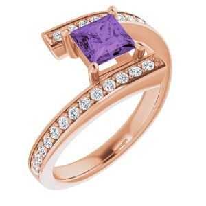 14K Rose Amethyst & 1/4 CTW Diamond Ring   - 71890:60002:P