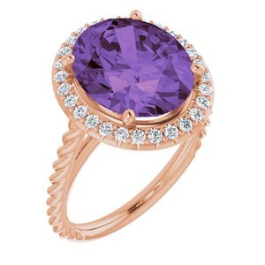 14K Rose Amethyst & 1/4 CTW Diamond Ring   - 72014:6018:P
