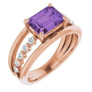 14K Rose Amethyst & 1/5 CTW Diamond Ring - 72059:6002:P