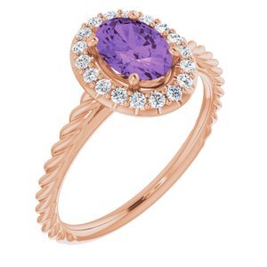 14K Rose Amethyst & 1/6 CTW Diamond Ring   - 72014:6010:P