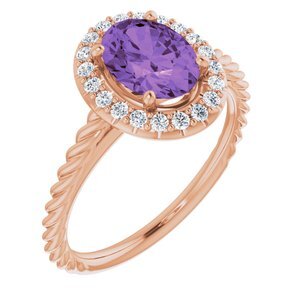 14K Rose Amethyst & 1/6 CTW Diamond Ring   - 72014:6014:P