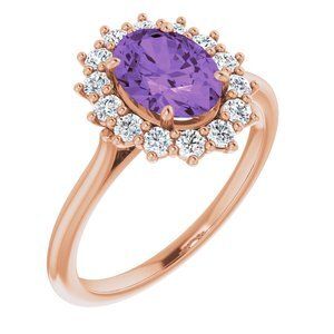 14K Rose Amethyst & 3/8 CTW Diamond Ring               - 71606:70032:P