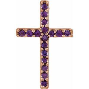 14K Rose Amethyst Petite Cross Pendant  - R42147:60022:P