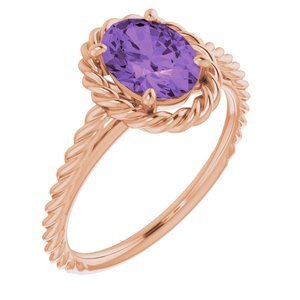 14K Rose Amethyst Rope Ring  - 71837:60003:P