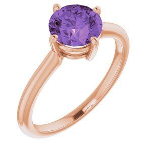 14K Rose Amethyst Solitaire Ring  - 72016:6002:P