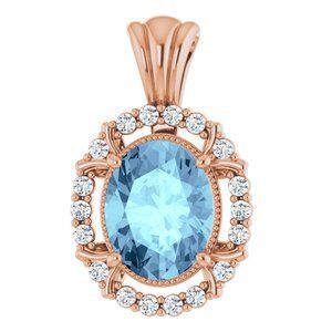 14K Rose Aquamarine & 1/6 CTW Diamond Pendant   - 86723:6002:P