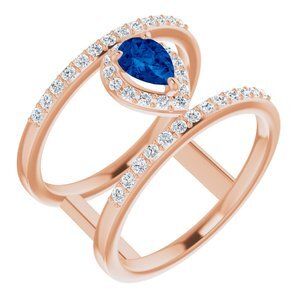 14K Rose Blue Sapphire & 1/3 CTW Diamond Ring      - 71855:60004:P