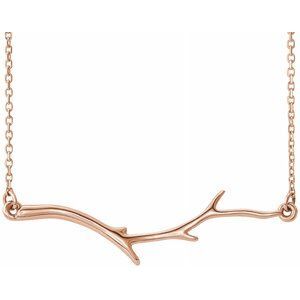 14K Rose Branch Bar 16-18" Necklace     - 86311:103:P