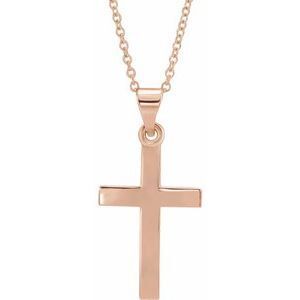 14K Rose Cross 18" Necklace   - R41279:6000:P