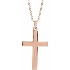 14K Rose Cross 18" Necklace   - R41279:6002:P