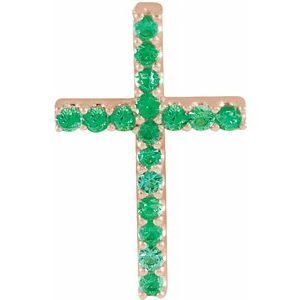14K Rose Emerald Petite Cross Pendant       - R42147:60034:P
