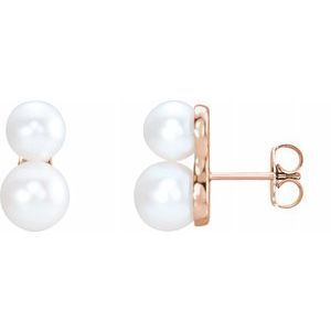 14K Rose Freshwater Cultured Pearl Ear Climbers   - 86718:602:P