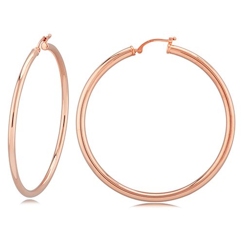 14K Rose Gold 2.5 x 50mm S/D Tube Earrings